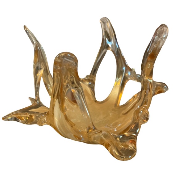 MURANO Style Art Glass Stretch Champagne Color Bowl Candy Dish Trinket Dish - Picture 3 of 5